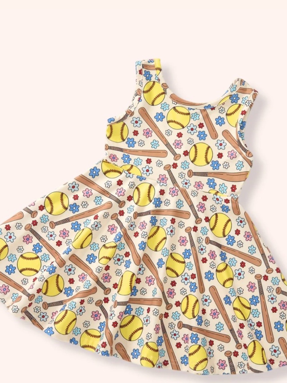 Softball Stitches Girl Dress 4T